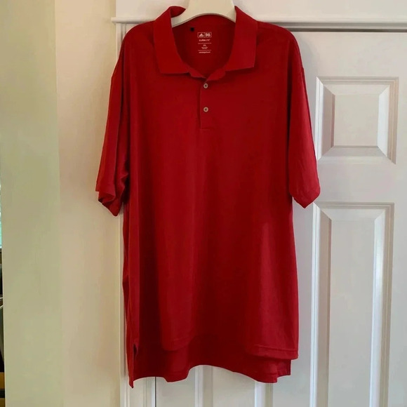 Adidas Climilate Golf Polo Shirt Men’s 2XL Red On Red Stripe Poly Logo - Picture 1 of 5